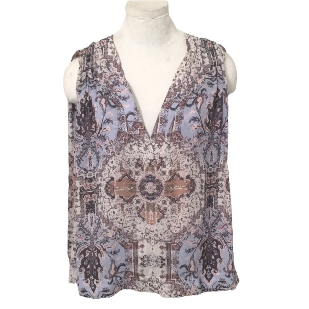 FREE PEOPLE Boho Sleeveless Pastel Paisley Top Sz M